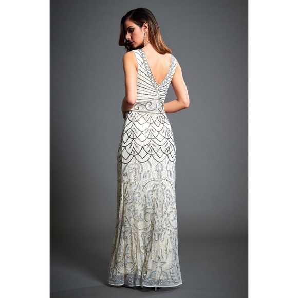 NWT Jywal Eva Off White Beaded Flapper Gown Medium - Picture 2 of 8